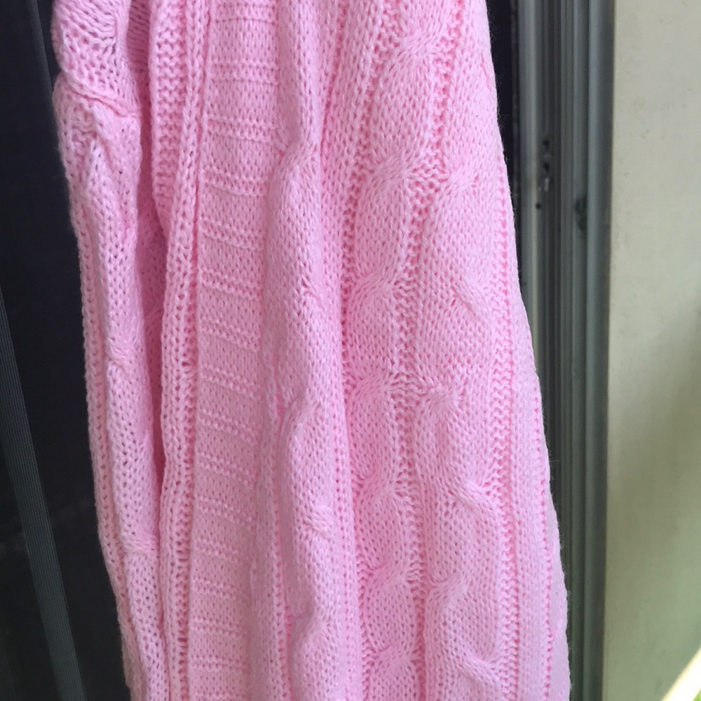 Long Oversized Baby Pink Cable Pocket Cardigan - Picture 10 of 13